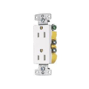 Contacto Duplex Decorador 15A 125V, 2 Polos, 3 Hilos, Color Blanco (Nema5-15R).