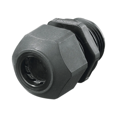 Conector de cable estilo europeo para conductores de 0.45" a .71 "/ Rosca NPT 3/4"/ Negro.