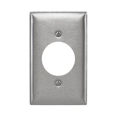 Placa para Receptaculo Sencillo 20 y 30 A de Media Vuelta/ 1.6" (40 mm) / Acero Inoxidable. Placa para Receptaculo Sencillo 20 y 30 A de Media Vuelta/ 1.6" (40 mm) / Acero Inoxidable.