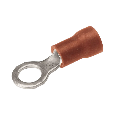 Zapata Terminal de Ojillo para Tornillo 1/8 in (3 mm) calibre 22-16 AWG con aislamiento de vinilo. Zapata Terminal de Ojillo para Tornillo 1/8 in (3 mm) calibre 22-16 AWG con aislamiento de vinilo.