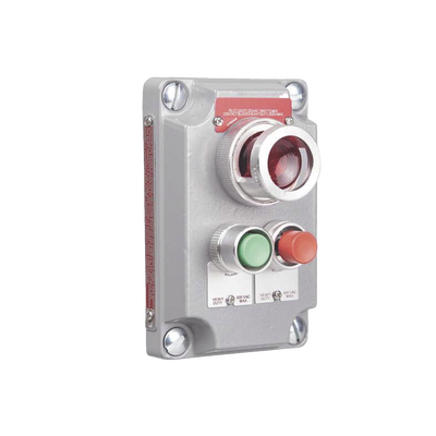 Cubierta para Estación de Control con 2 Botones Pulsadores Rojo-Verde y Luz Piloto Roja / Uso en Áreas Clasificadas.