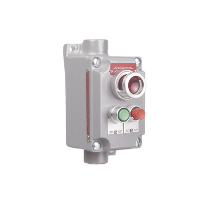 Estación de Control Terminal con 2 Botones Pulsadores Rojo-Verde y Luz Piloto Roja / Entrada 1/2".