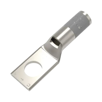 Zapata Terminal de Compresión BURNDY Cañón Corto para Tornillo de 3/8" y Calibre 4 AWG.