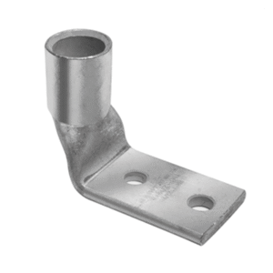 Terminal de Compresión de Barril Corto a 90° con Doble Ojillo para Tornillo #10 y Cable 6 AWG / Espaciado de 5/8" Terminal de Compresión de Barril Corto a 90° con Doble Ojillo para Tornillo #10 y Cable 6 AWG / Espaciado de 5/8"