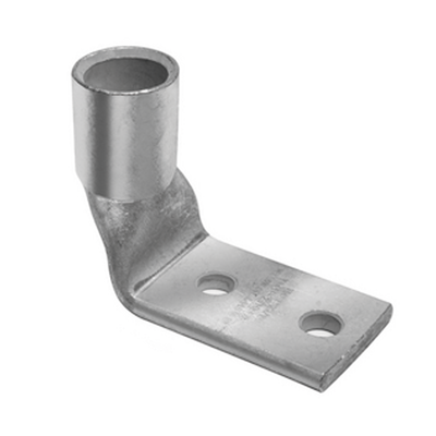 Terminal de Compresión de Barril Corto a 90° con Doble Ojillo para Tornillo #10 y Cable 6 AWG / Espaciado de 5/8"