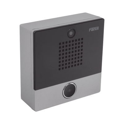 Mini video Intercomunicador para hotelería y hospitales, con diseño elegante, PoE, cámara 1Mpx, 1 botón, 1 relevador integrado de salida y entrada.