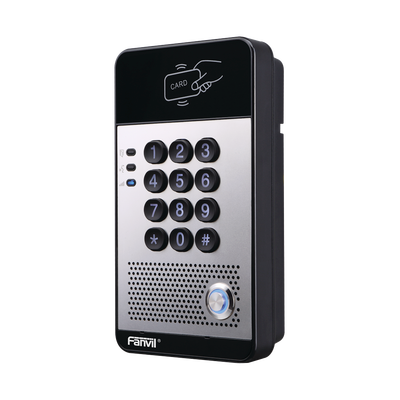 Audio Portero IP con 2 líneas SIP, relevador integrado, teclado numérico y lectora de tarjetas RFID para control de acceso, PoE Audio Portero IP con 2 líneas SIP, relevador integrado, teclado numérico y lectora de tarjetas RFID para control de acceso, PoE