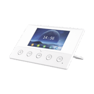 Monitor IP/SIP para interior, Wi-Fi, pantalla a color de 4.3", audio de 2 vías, PoE, 8 interfaces de entrada de alarma. Monitor IP/SIP para interior, Wi-Fi, pantalla a color de 4.3", audio de 2 vías, PoE, 8 interfaces de entrada de alarma.