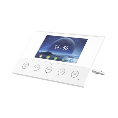Monitor IP/SIP para interior, Wi-Fi, pantalla a color de 4.3", audio de 2 vías, PoE, 8 interfaces de entrada de alarma. Monitor IP/SIP para interior, Wi-Fi, pantalla a color de 4.3", audio de 2 vías, PoE, 8 interfaces de entrada de alarma.