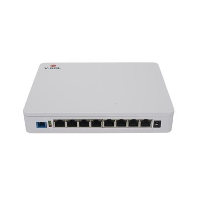 ONU Dual EPON/GPON / 8 Puertos PoE 802.3at Gigabit / Wi-Fi Doble banda 2.4 y 5 GHz / 1 Puerto SC/UPC