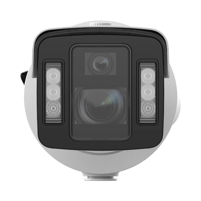 [TandemVu] Bala IP Dual 4 Megapixel (2 Lentes) / Lente Fijo (4 mm / ColorVu) y Lente Mot. (5 a 20 mm / DarkFighter X) / Luz Dual (IR y Luz Blanca) / IP67 / IK10 / Reconocimiento Facial / ACUSENSE / WDR 140 dB / DeepinView / Búsqueda por Atributos