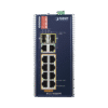 Switch Industrial PoE no administrable de 8 Puertos 10/100TX 802.3at, Hasta 240 W, Combo TP / SFP Gigabit TP / SFP (-40 ~ 75 grados C)
