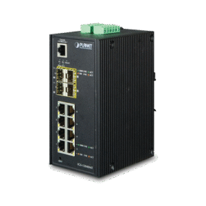 Switch Industrial Administrable de 8-Puertos 10/100/1000T + 4-Puertos 100/1000X SFP Switch Industrial Administrable de 8-Puertos 10/100/1000T + 4-Puertos 100/1000X SFP