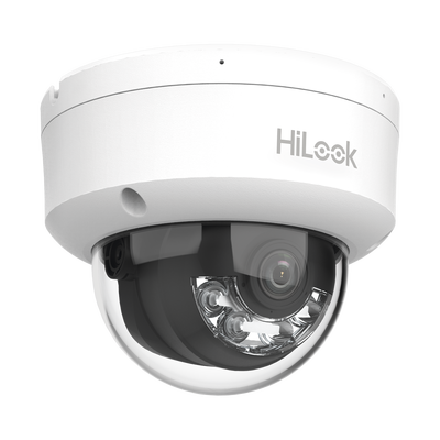 [Dual Light] Domo IP de 2 Megapixel (1080p) / Lente 2.8 mm / 20 mts IR + 15 mts Luz Blanca / Micrófono Integrado / ACUSENSE Lite / Uso en interior / PoE / dWDR / H.265+ / ONVIF