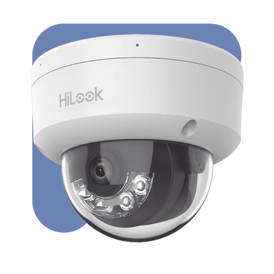HiLook Series / Domo IP de 4 Megapixel / Lente 2.8 mm / 30 mts IR / Micrófono Integrado / Exterior IP67 / PoE / WDR 120 / H.265+ / ONVIF