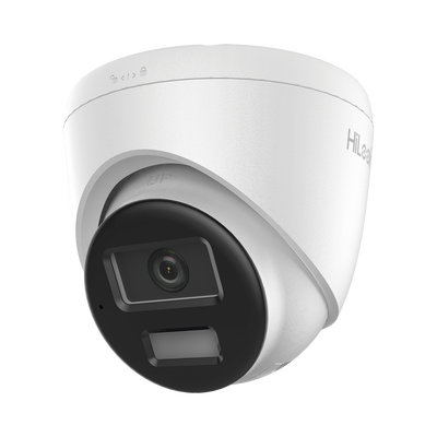 [Dual Light] Turret IP de 2 Megapixel / Lente 2.8 mm / Ángulo de visión 101° / 20 mts IR + 15 mts Luz Blanca / Micrófono Integrado / ACUSENSE Lite / Exterior IP67 / PoE / dWDR / H.265+ / ONVIF