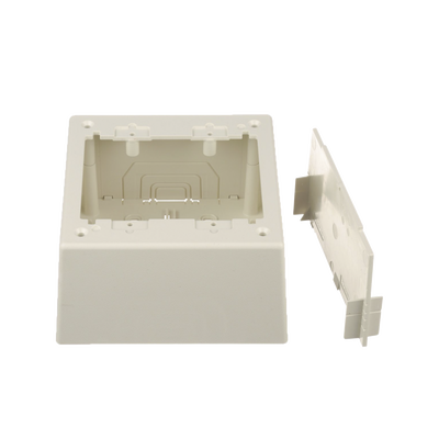 Caja de Pared Superficial Doble, con Divisor Opcional, uso Universal con Placas de Pared, Color Blanco Mate Caja de Pared Superficial Doble, con Divisor Opcional, uso Universal con Placas de Pared, Color Blanco Mate