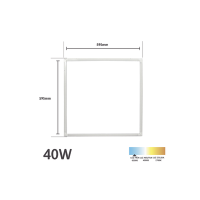 Marco LED Luminoso / 595 x 595 mm / 127 Vca~60Hz / Luz Blanca 6 500 K / 3 000 lm.