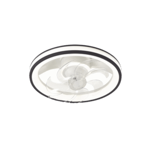 Ventilador de Techo con Luminario LED de 110 V CA 50/60 Hz / 88 W /4500 Lm / 6500 - 4 000 - 2 700 K /3 Tonos de Luz / 501 mm / 6 Velocidades / Dimeable / Color Blanco y Negro.