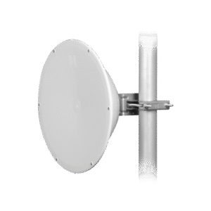 Antena direccional de Alto Rendimiento/ Parábola profunda para mayor aislamiento al ruido / 24.5 dBi / (4.9 - 6.4 GHz) / Conectores N-Hembra / Fácil Montaje y Soporte de acero inoxidable / Radomo Incluido