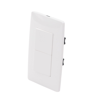 Apagador Dúplex de 10 A/ 127 V CA ~ 60 Hz / 1 1/2 Módulos / Color Blanco.