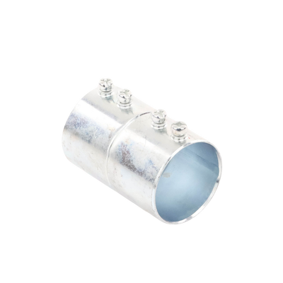 Cople 1 1/2" (38mm) con tornillo pared delgada galvanizado etiqueta verde Cople 1 1/2" (38mm) con tornillo pared delgada galvanizado etiqueta verde