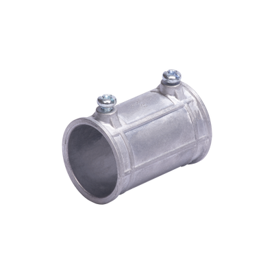 Cople 1 1/2" (38mm) con tornillo pared delgada galvanizado etiqueta verde Cople 1 1/2" (38mm) con tornillo pared delgada galvanizado etiqueta verde