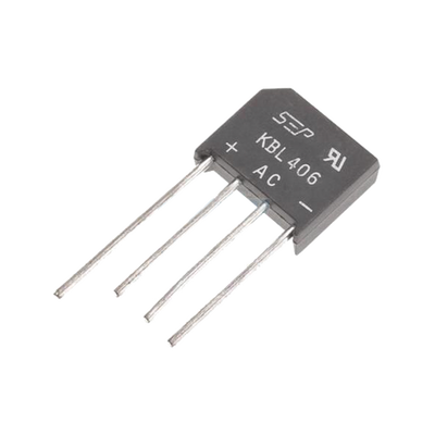 Puente Rectificador de Silicio, 4 Amp. 600 Volt, Fase Sencilla, Encapsulado KBL.