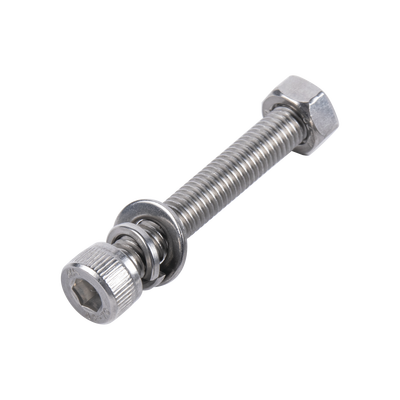 Tornillo Allen Milimétrico de Acero Inoxidable M8-1.25 x 25 / Incluye Tuerca, Arandela Plana y Arandela Presión / Bolsa con 6 piezas / Para Montajes de Módulos Solares.
