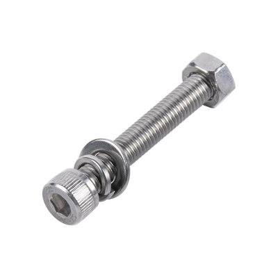 Tornillo Allen Milimétrico de Acero Inoxidable M8-1.25 x 30/ Incluye Tuerca, Arandela Plana y Arandela Presión / Para Montajes de Módulos Solares / Bolsa con 6 piezas.