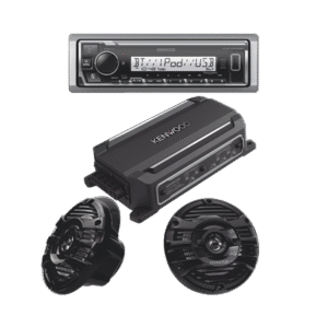 Kit de estéreo con Bluetooth KMR-M332BT | Amplificador KAC-M5014 | más Par de bocinas KFC-1653MRB