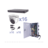 KIT TurboHD 1080p / DVR 16 Canales / 16 Cámaras Eyeball (exterior 2.8 mm) / Transceptores / Conectores / Fuente de Poder Profesional
