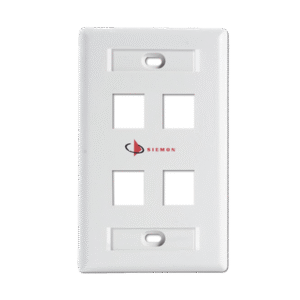 Placa de pared Keystone de 4 salidas, color blanco, para Jacks Keystone Z-MAX y MAX