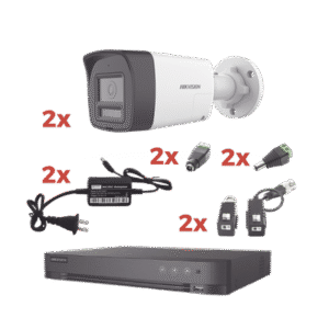 Kit Audio Bidireccional TurboHD 1080p / DVR 4 Canales / 2 Cámaras Bala (Exterior) con Bocina y Microfóno Integrado / 2 Fuentes de Poder / Accesorios