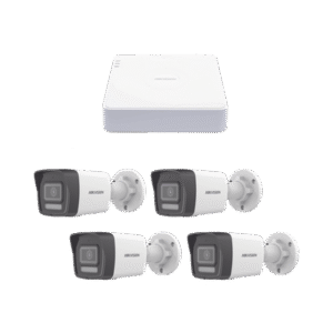 Kit IP 1080p (2 Megapixel) / NVR de 4 Canales con 4 Puertos PoE / 4 Cámaras IP Bala ColorVu Lite y ACUSENSE Lite / Micrófono Integrado