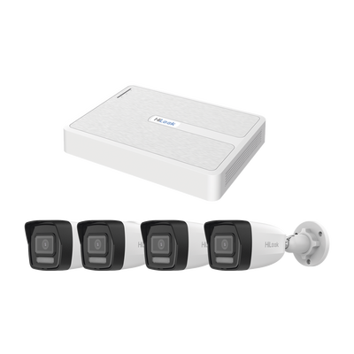 Kit IP 2 Megapixel / NVR de 8 Canales con 8 Puertos PoE / 4 Cámaras IP Bala para Exterior / Micrófono Integrado