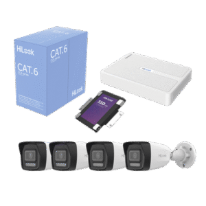Kit IP 2 Megapixel / NVR de 8 Canales con 8 Puertos PoE / 4 Cámaras IP Bala para Exterior / Micrófono Integrado / Bobina de Cable de 305 mts / SSD 1 TB