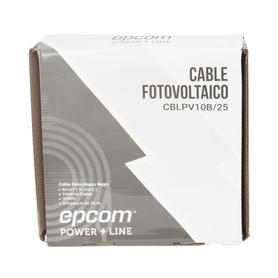Kit de 2 rollos de 25 metros de cable fotovoltaico de cobre, rojo y negro, calibre 10 AWG (6mm²), Tipo PV, 1000/2000 V y 120°C.