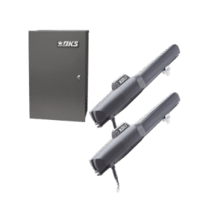 Kit de Operadores Abatibles 6006 de Doorking / Para Puertas de Hasta 5.5 Metros / Soporta Respaldo de Baterias