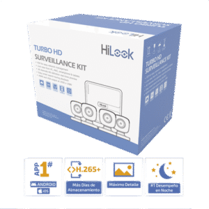 Kit TurboHD 720p / DVR 4 canales / 4 Cámaras Bala de Metal / 4 Cables 18 Mts / H.265+ / 1 Fuente de Poder Profesional / Accesorios de Instalación