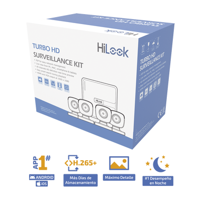 Kit TurboHD 720p / DVR 4 canales / 4 Cámaras Bala de Metal / 4 Cables 18 Mts / H.265+ / 1 Fuente de Poder Profesional / Accesorios de Instalación Kit TurboHD 720p / DVR 4 canales / 4 Cámaras Bala de Metal / 4 Cables 18 Mts / H.265+ / 1 Fuente de Poder Profesional / Accesorios de Instalación