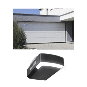 KIT COMPLETO Puerta D/ Garage 16x9 Pies / Lisa Linea Central / Color blanco / Insulada / Incluye Motor FS1000APPRT / 1/2HP / Fuerte/Silencioso/Luz LED/Motor DC .