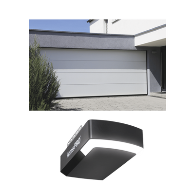 KIT COMPLETO Puerta D/ Garage 16x9 Pies / Lisa Linea Central / Color blanco / Insulada / Incluye Motor FS1000APPRT / 1/2HP / Fuerte/Silencioso/Luz LED/Motor DC .
