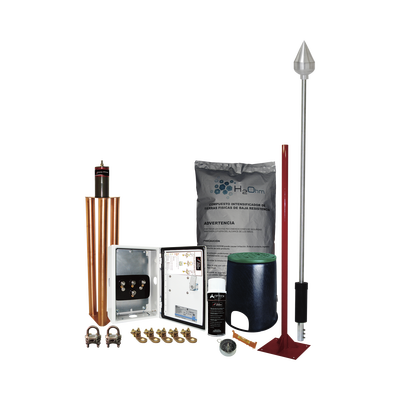 Kit Pararrayo con Punta en Aluminio con Accesorios para Protección de Diámetro de 160 m. Kit Pararrayo con Punta en Aluminio con Accesorios para Protección de Diámetro de 160 m.