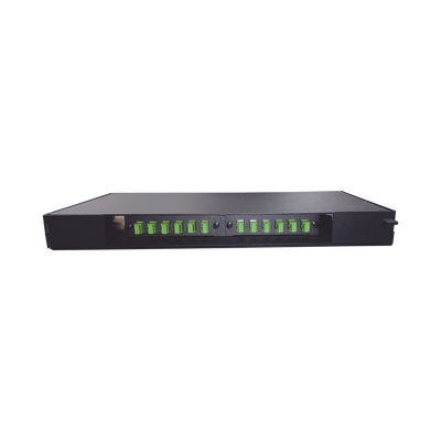 Patch panel de 12 puertos de 1u, incluye pigtails, adapters plates y splice tray