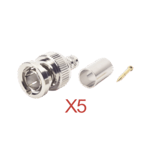Kit de 5 Conectores BNC Macho RFB-1707-D de Anillo Plegable / RG-59, 75 Ohm.