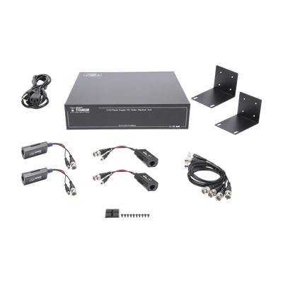 Kit de TRANSCEPTOR ACTIVO DE 4 CANALES / VIDEO+PODER en un solo Cable UTP / 150 metros en 4K, 200 metros en 5 MP/ Envía 36 Vcc y Recibe 12 Vcc / TODO INCLUIDO PARA RACK / Compatible con cámaras HD-TVI/CVI/AHD/CVBS / INSTALACIÓN LIMPIA Kit de TRANSCEPTOR ACTIVO DE 4 CANALES / VIDEO+PODER en un solo Cable UTP / 150 metros en 4K, 200 metros en 5 MP/ Envía 36 Vcc y Recibe 12 Vcc / TODO INCLUIDO PARA RACK / Compatible con cámaras HD-TVI/CVI/AHD/CVBS / INSTALACIÓN LIMPIA