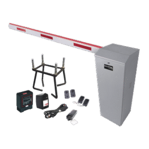 Kit COMPLETO Barrera Izquierda XB / 5M / Iluminación LED Rojo-Verde / Incluye Sensor de masa, Transformador, Lazo, Ancla, Fotoceldas y 2 Controles Inalámbricos