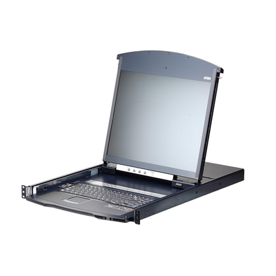 Consola LCD dual | rail con switch KVM por IP integrado multi-interfaz | Cat 5 de 16 puertos de 1 consola local y 1 consola remota Consola LCD dual | rail con switch KVM por IP integrado multi-interfaz | Cat 5 de 16 puertos de 1 consola local y 1 consola remota