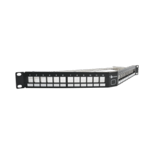 Patch Panel UTP Keystone de 24 puertos Modular (vacío), Angulado, 1UR, compatible con Jacks Keystone UTP Z-MAX® y MAX® Patch Panel UTP Keystone de 24 puertos Modular (vacío), Angulado, 1UR, compatible con Jacks Keystone UTP Z-MAX® y MAX®